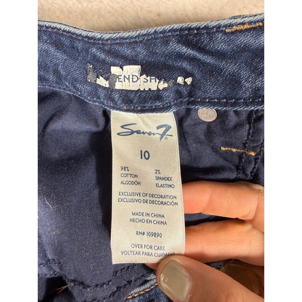 Seven7 Denim Shorts Womens 10 Blue Excellent Frayed Raw Hem Casual Cutoffs - Picture 9 of 10
